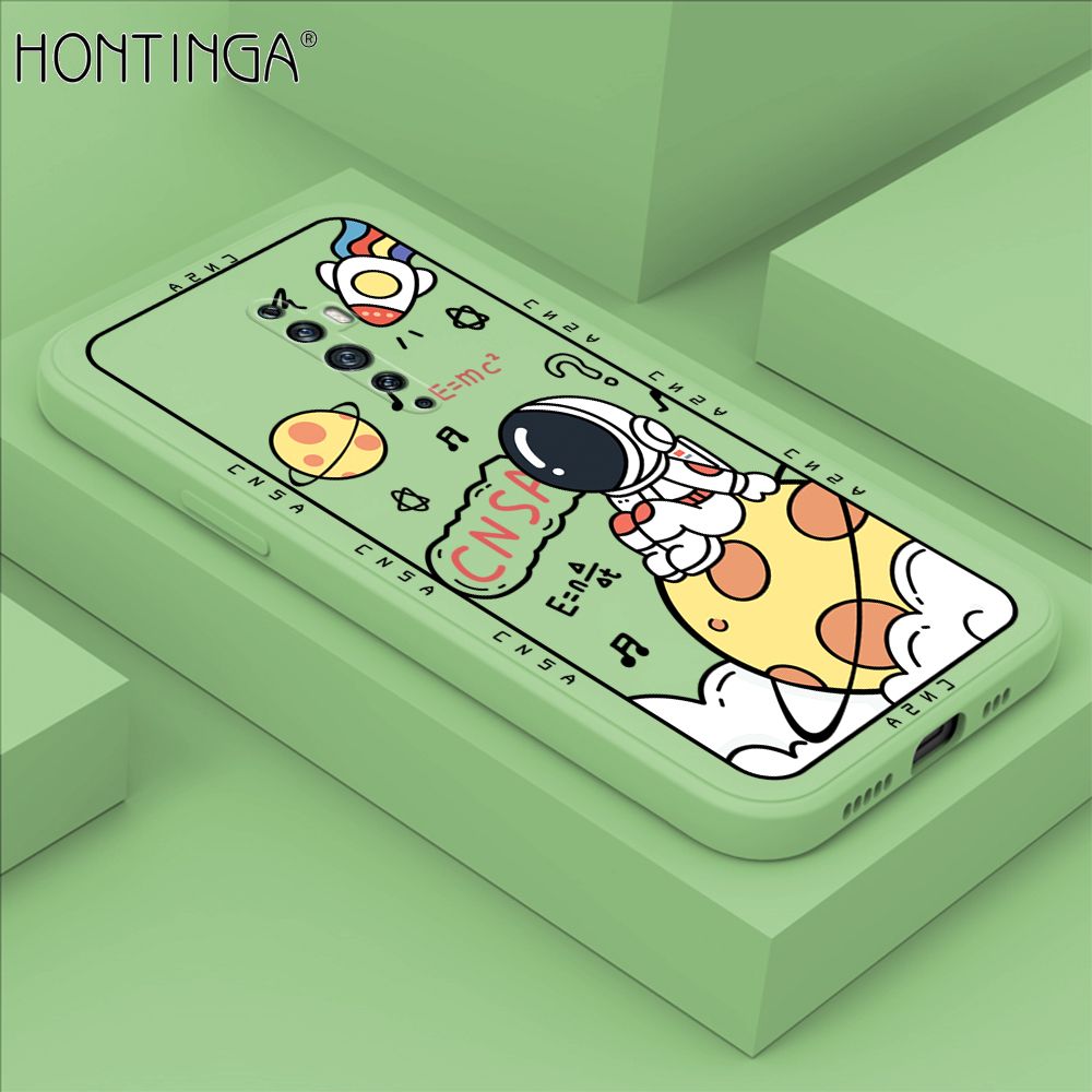 Hontinga for OPPO Reno 2 Case Cartoon Astronauts Phone Case Phone Case Soft Square Edge Silicone Cases Full Lens Cover Shockproof Protection Cover