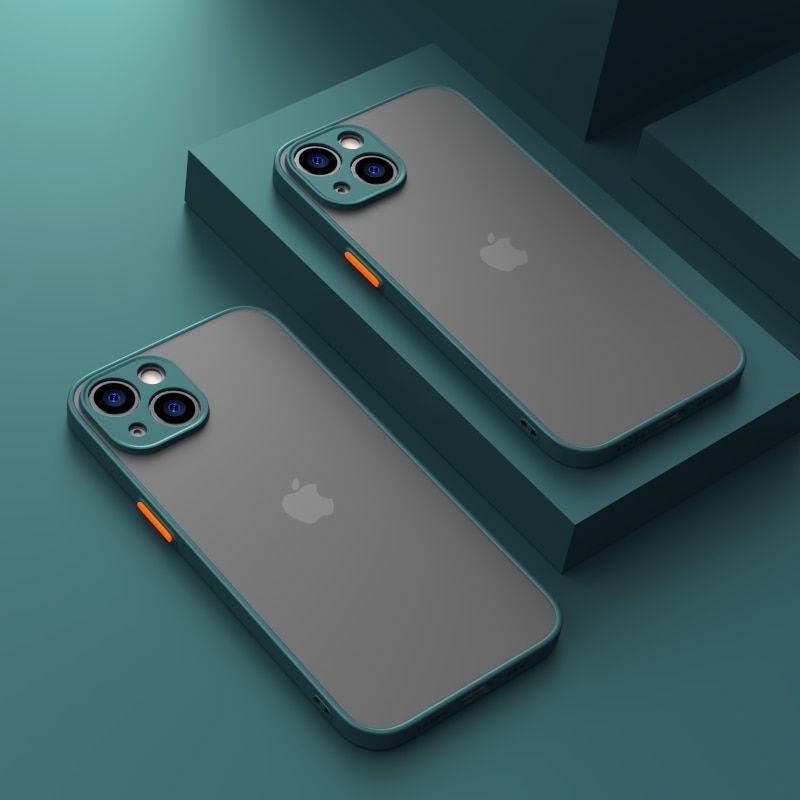 for iPhone 13 12 11 Pro Max XR XS X 7 8 Plus SE Mini Case,Shockproof Armor Matte Luxury Silicone Bumper Clear Hard PC Cover Capa