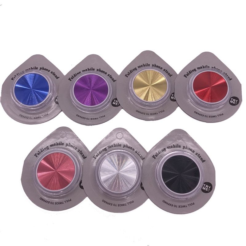 1pcs Metal Plate round mobile phone folding stretch bracket Phone Holder With Retail Package