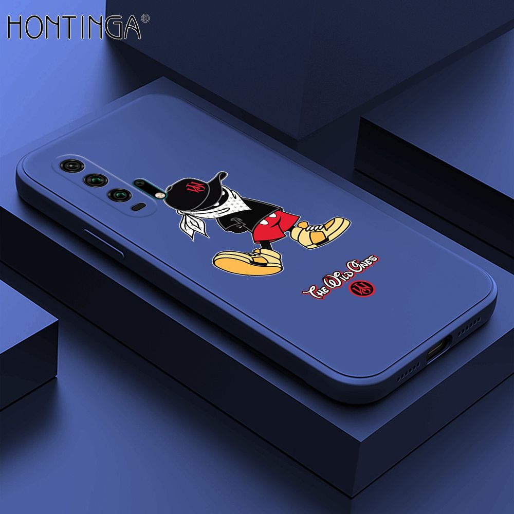 Hontinga for Honor 20 Pro Case Cartoon Masked Mouse Phone Case Soft Square Edge Silicone Cases Full Lens Cover Shockproof Protection Cover