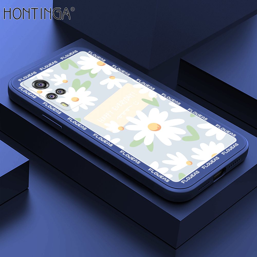Hontinga for Vivo Y53S 4G Case Beautiful Daisy Flower Phone Case Phone Case Soft Square Edge Silicone Cases Full Lens Cover Shockproof Protection Cover