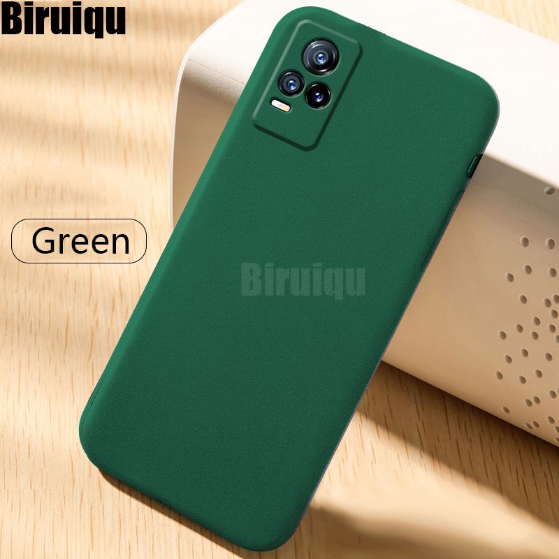 Biruiqu For VIVO V21e Shockproof Anti Slip Soft TPU Sandstone Matte Back Case Cover