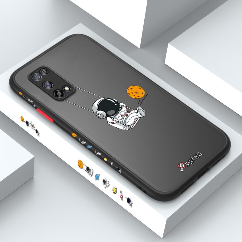 ZeroQiQi for Realme 7 5G Case Astronaut Swinging Side Printing Cover Frosted Ultra Thin Protective Anti Fall Phone Case