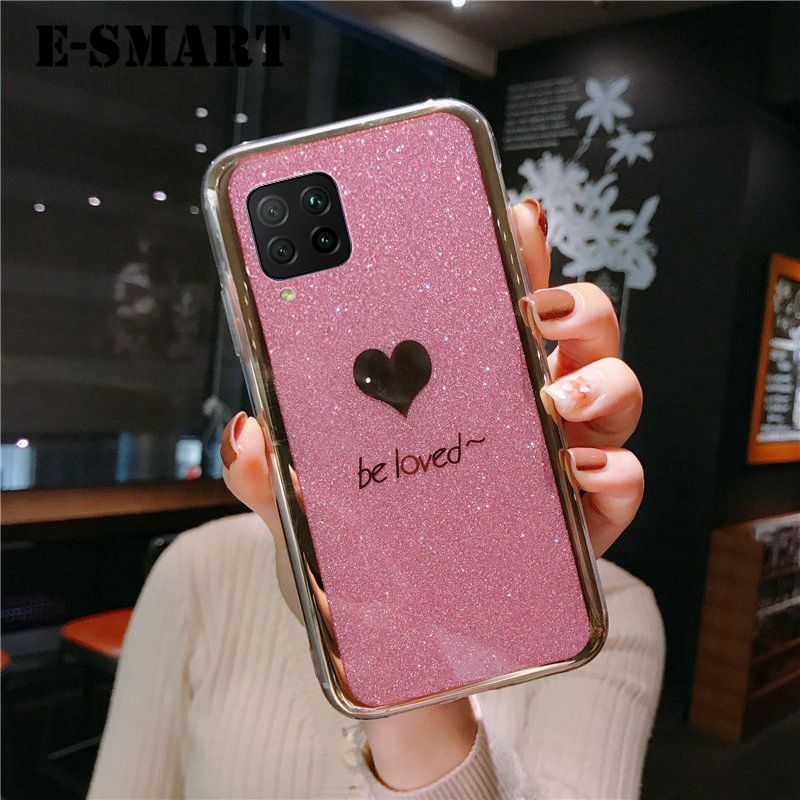 For Samsung Galaxy M42 case Fashion Couple Back Cover Bling Gold Glitter Be Loved Soft Silicone Protector Cover Samsung M42 Back Cover