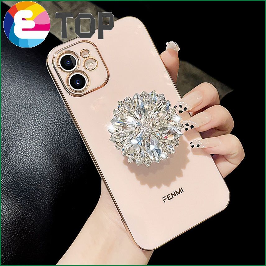 Suitable for Apple 13 mobile phone shell rhinestone bracket iPhone11promax soft silicone lens all-inclusive 12mini tide
