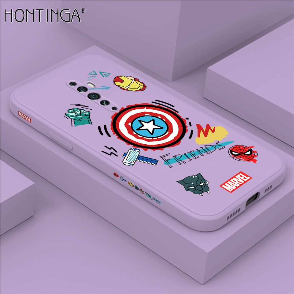 Hontinga for OPPO Reno 2 Case Side Design Trendy Cartoon Sign Back Cover Soft Square Edge Pattern Liquid Silicone Phone Cases