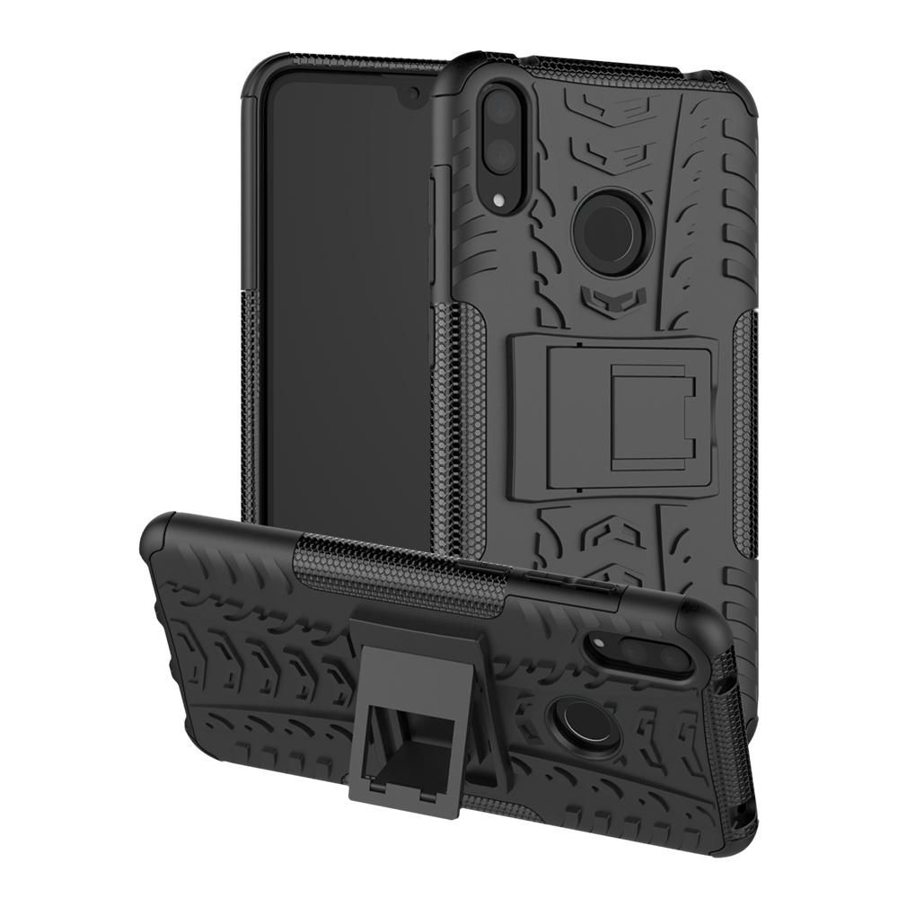For Huawei Y7 2019 Heavy Duty Armor Tough Hybrid Shockproof Dual Layer Kickstand Protective Case Cover