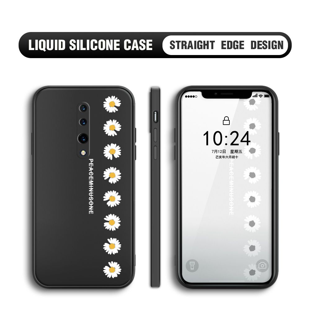 Jizetin for OnePlus 7 Pro Back Cover Fashion Style Daisy Pattern Design Liquid Silicone Phone Case Soft Full Camera Protect Phone Cases