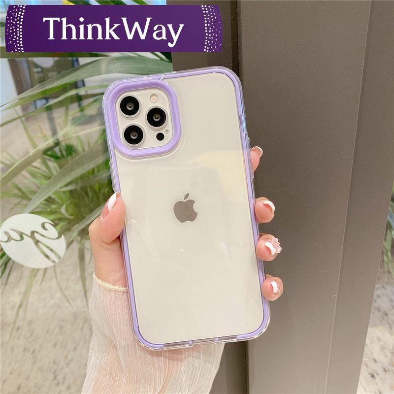 3 IN 1 Shockproof Bumper Armor Case For iPhone 12 11 Pro Max XR X XS 7 8 Plus Mini Candy Color Frame Soft Transparent Cover Capa