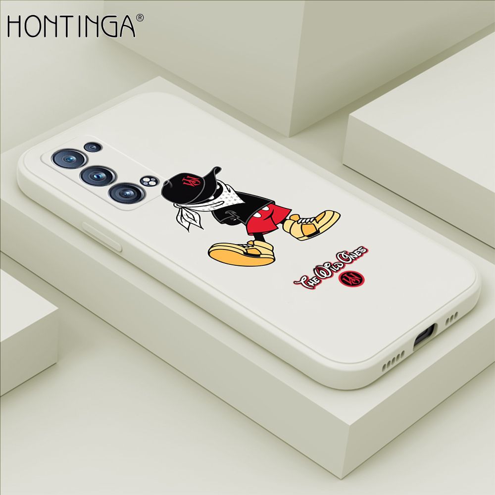 Hontinga for OPPO Reno6 Pro 5G Case Cartoon Masked Mouse Phone Case Soft Square Edge Silicone Cases Full Lens Cover Shockproof Protection Cover