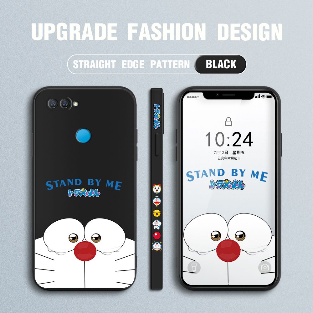 Jizetin for OPPO A12S Case New Cartoon Stand by Me Doraemon Anime Side Design Phone Cover Liquid Silicone Cases