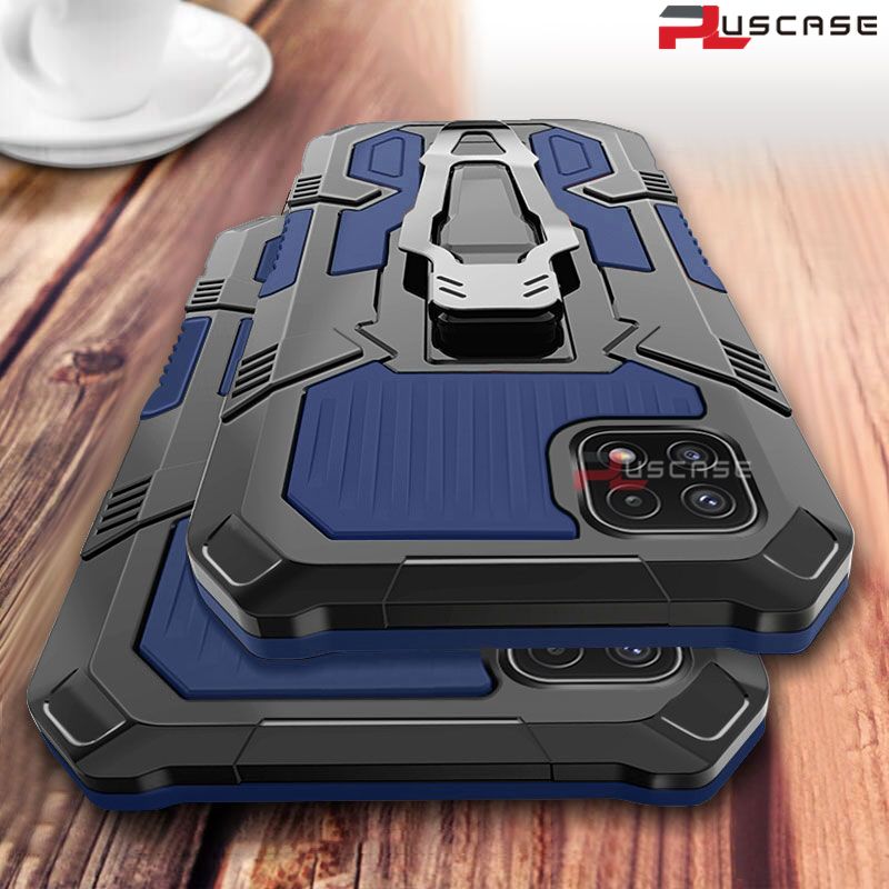 PlusCase for Samsung Galaxy A22 5G Stand Phone Case Belt Clip Shockproof Hard Back Cover