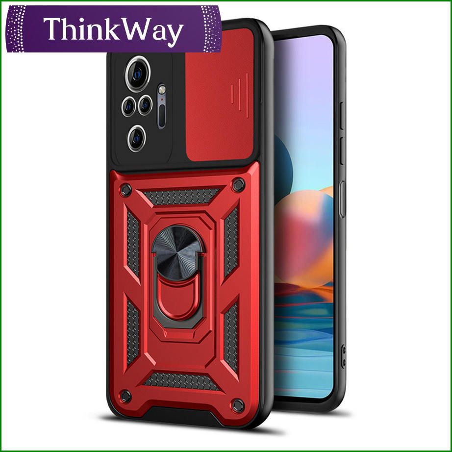 Phone Case Shockproof Armor Push Pull Camera Protection Casing Magnetic Ring Stand Cover  For Redmi Note10 5G/poco M3 Pro/Redmi Note10T & Mi MIX4