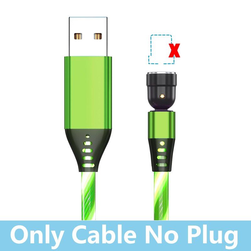 Flowing Lighting Charging 3A Fast Charge Magnetic USB Type C Cable Magnetic Cable Micro Charger Cable Wire for Samsung Huawei