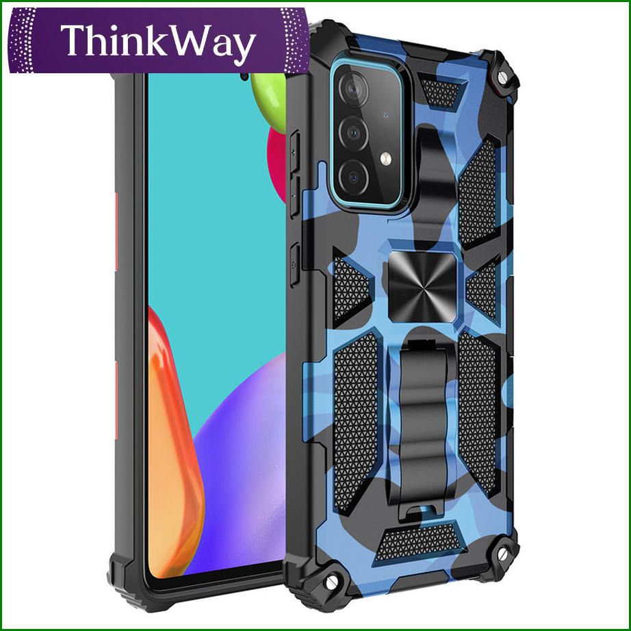 With Metal Magnetic Rugged Bracket Silicone Phone Case Hard PC Shockproof Protect Back Cover For Samsung S21 Plus/S21+ & Samsung S21 Ultra