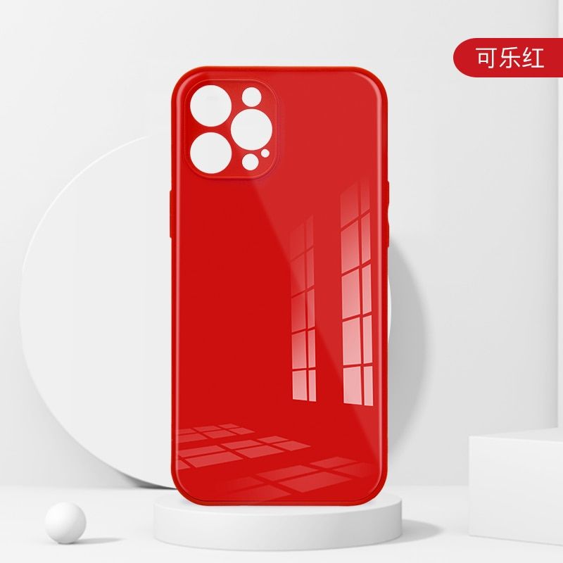 Square Tempered Glass Phone Case for iPhone 12 Mini 13 Pro 11 Pro Max SE 2 X XR XS Max 8 7 Plus Anti-knock Liquid Silicone Cover