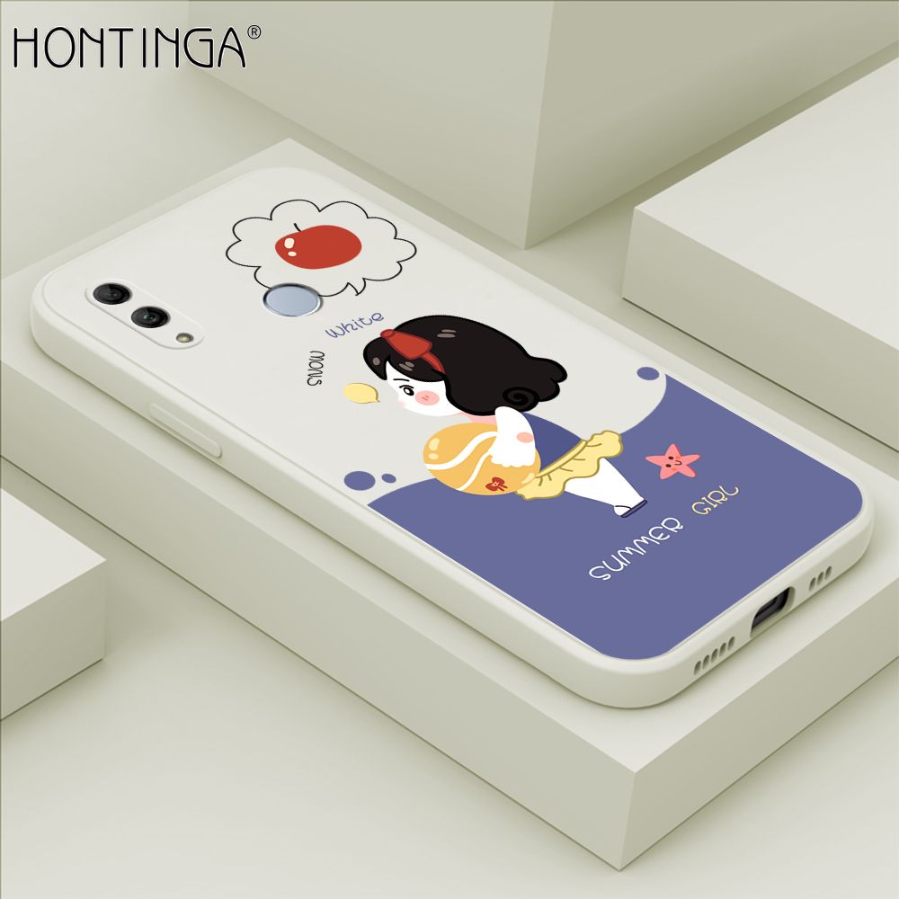 Hontinga for Honor 10 Lite Case Cute Cartoon Girl Phone Case Phone Case Soft Square Edge Silicone Cases Full Lens Cover Shockproof Protection Cover