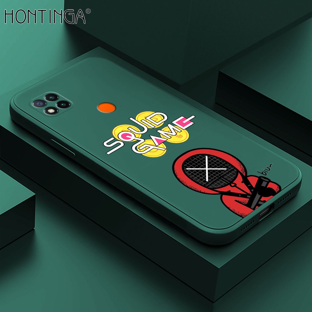 Hontinga for Redmi 9C / Redmi 10A Case Fashion Cartoon Electric Baton Judge Role Phone Cover Square Liquid Silicone Trend Phone Case