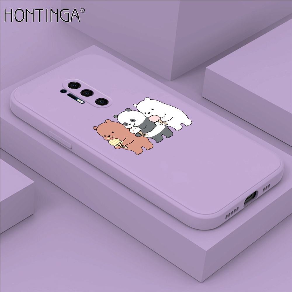Hontinga for OnePlus 8 Pro Case Cute Cartoon Bear  Phone Case Soft Square Edge Silicone Cases Full Lens Cover Shockproof Protection Cover