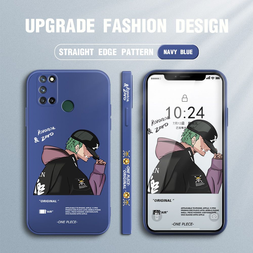 Jizetin for Realme 7i / Realme C17 Case Anime One Piece Roronoa Zoro Side Design Phone Case Ultra Soft Edge Pattern Liquid Silicone Phone Cases