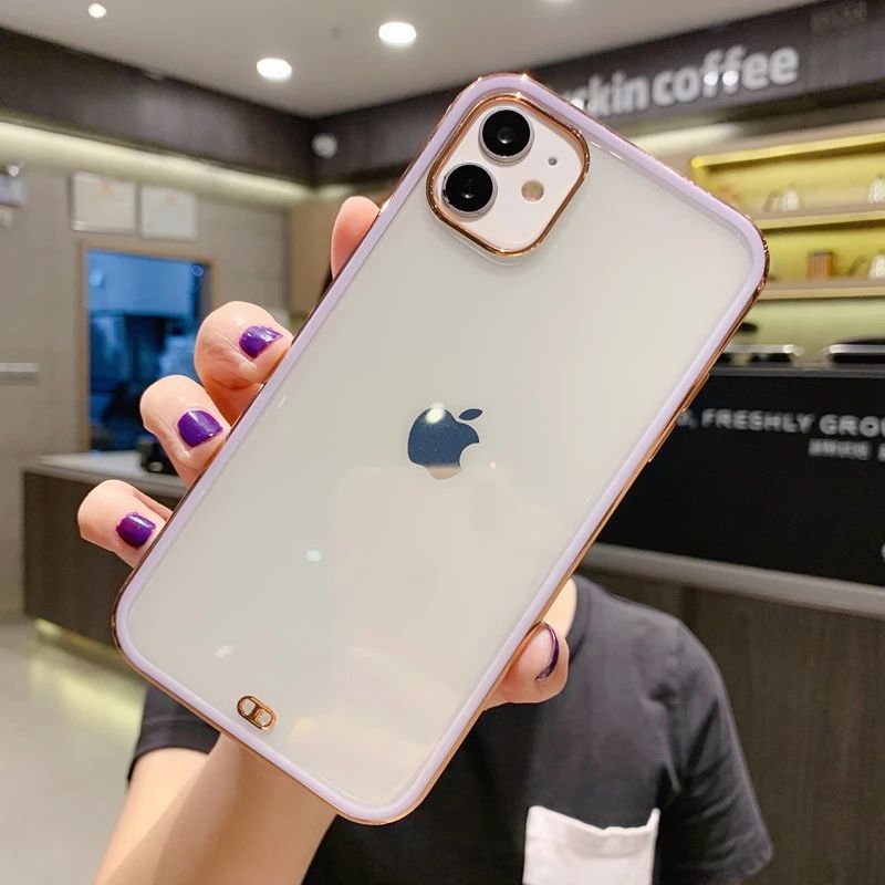 iPhone 12 Pro Transparent Case Ultra Thin Colorful Soft Silicone Frame Back Cover