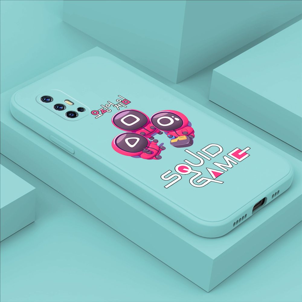 ZeroQiQi for Vivo V17 Case Cute Cartoon Cute Squid Character Phone Cover Square Liquid Silicone Shockproof Phone Protective Case