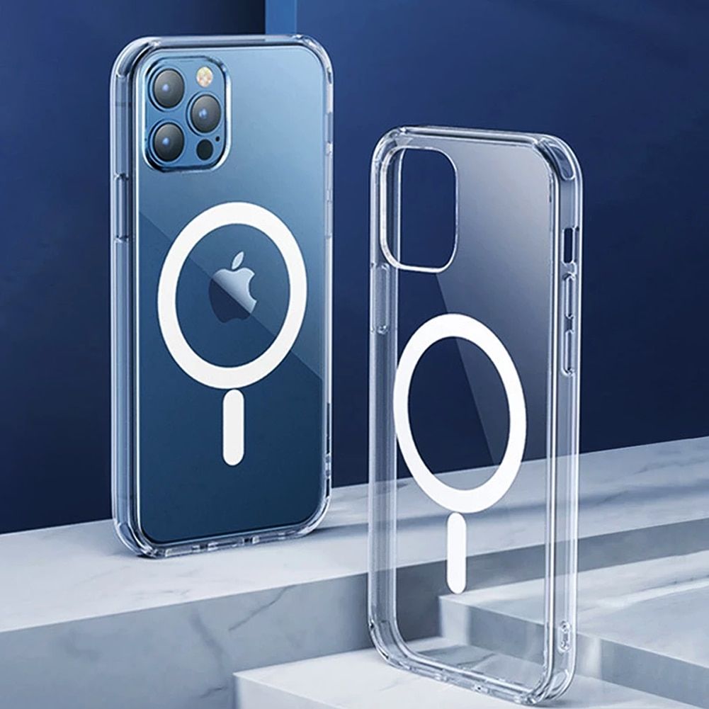 Byscoon Magnetic Case For iPhone 12 11 13 Pro Max Transparent Shockproof Magnetic Case For iPhone 12 13 Mini XS Max X XR Cover