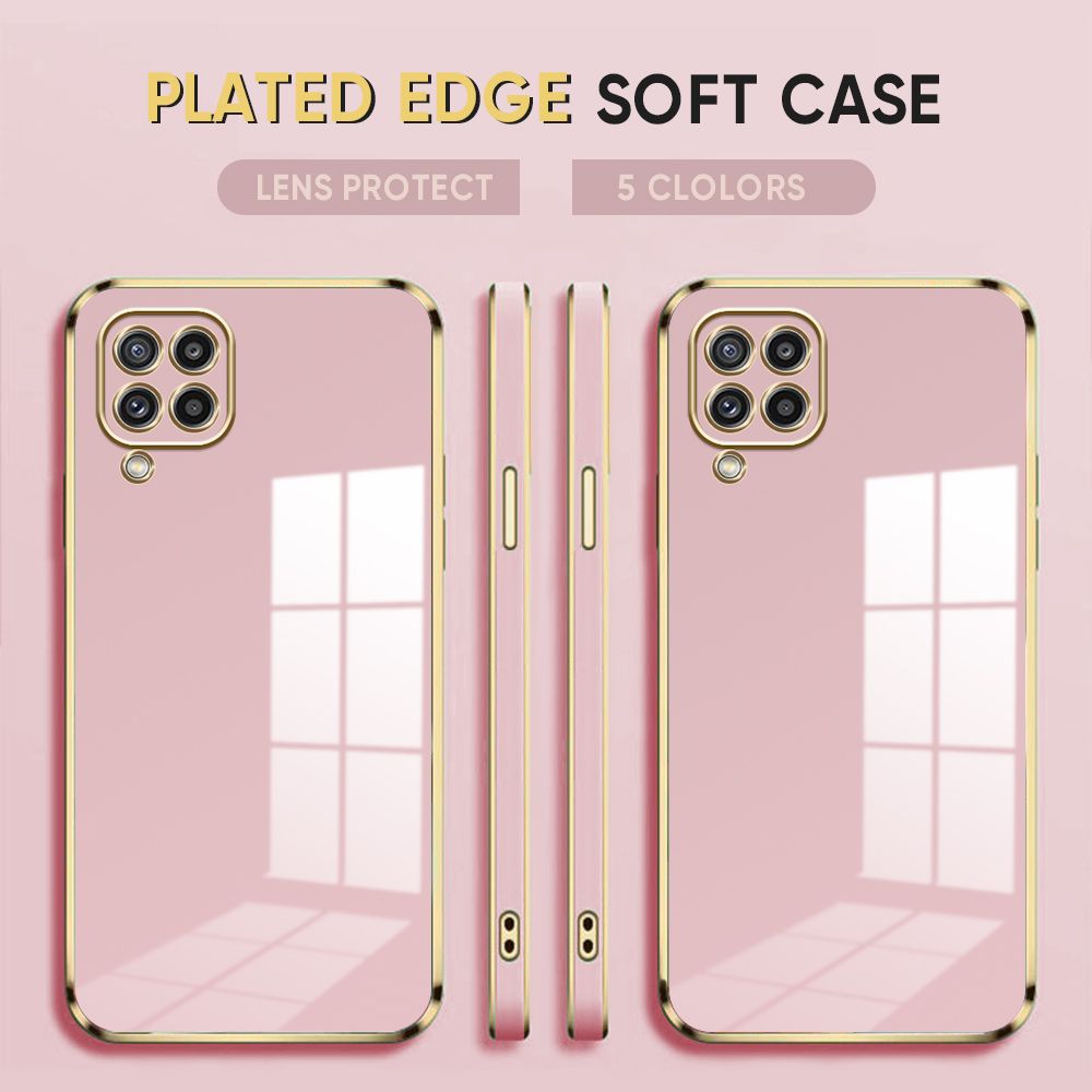 Luxury 6D Plating Case for Samsung Galaxy M32 Back Cover Soft Silicone Square Frame Shiny Bling Phone Cases