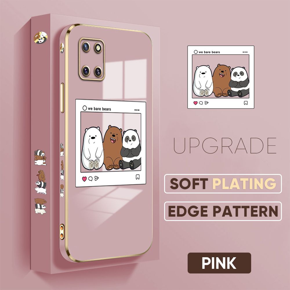 TA for Samsung Galaxy Note 10 Lite Back Cover + Free Lanyard Bears Group Photo Luxury 6D Plating Case Side Pattern Soft Silicone Square Phone Cases