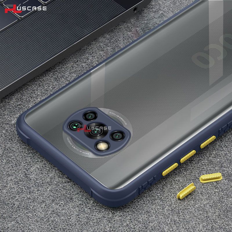 PlusCase for Xiaomi POCO X3 NFC Clear Back Case with Anti-Slip Border Shockproof Phone Cover