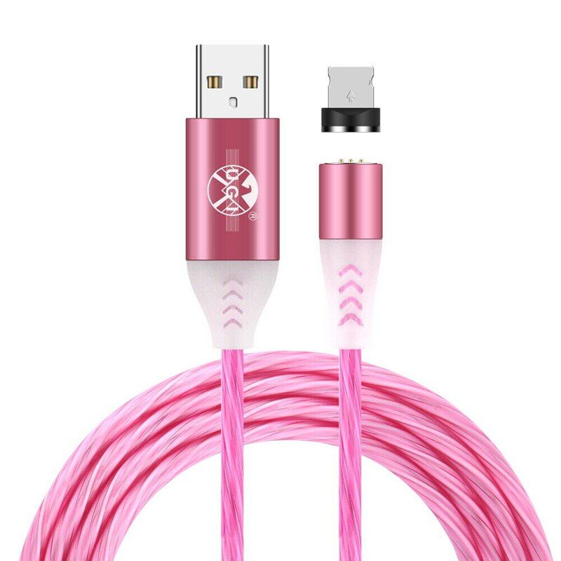 UGI 3A LED Flowing Light Up Magnetic Fast Charger Cable Luminous Micro USB Type C For Samsung For iPhone 12 Pro Android phones