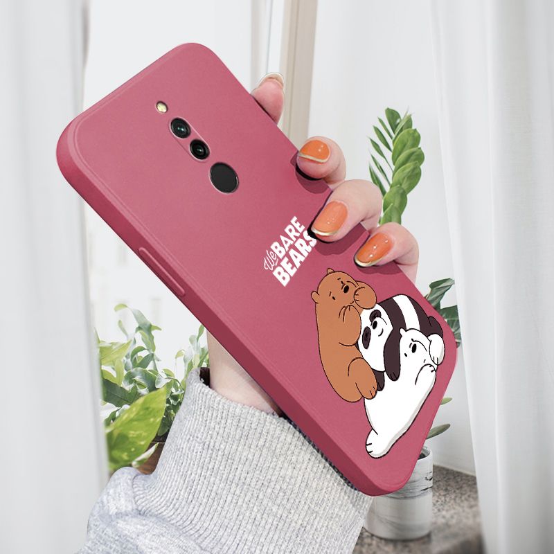 AMORVOR for Xiaomi Redmi 8 Back Cover Cartoon Cute Panda Side design Soft Case Liquid Silicone Phone Cases