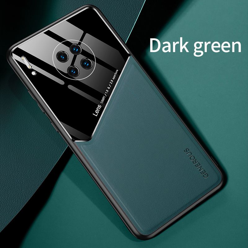 Lenuo For Huawei Mate 30 Pro Case Leather Texture Car Magnetic Holder Back Cover Soft Silicon Frame Shockproof Casing