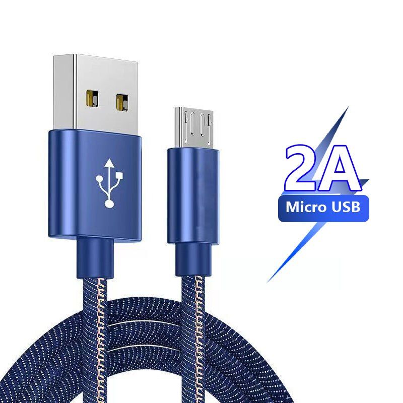 Micro USB 2A Denim Cable Fast Charging Cord For Xiaomi Redmi 4X Note 5 Pro Samsung S6 S7 Android Mobile Phone Data Charger Wire