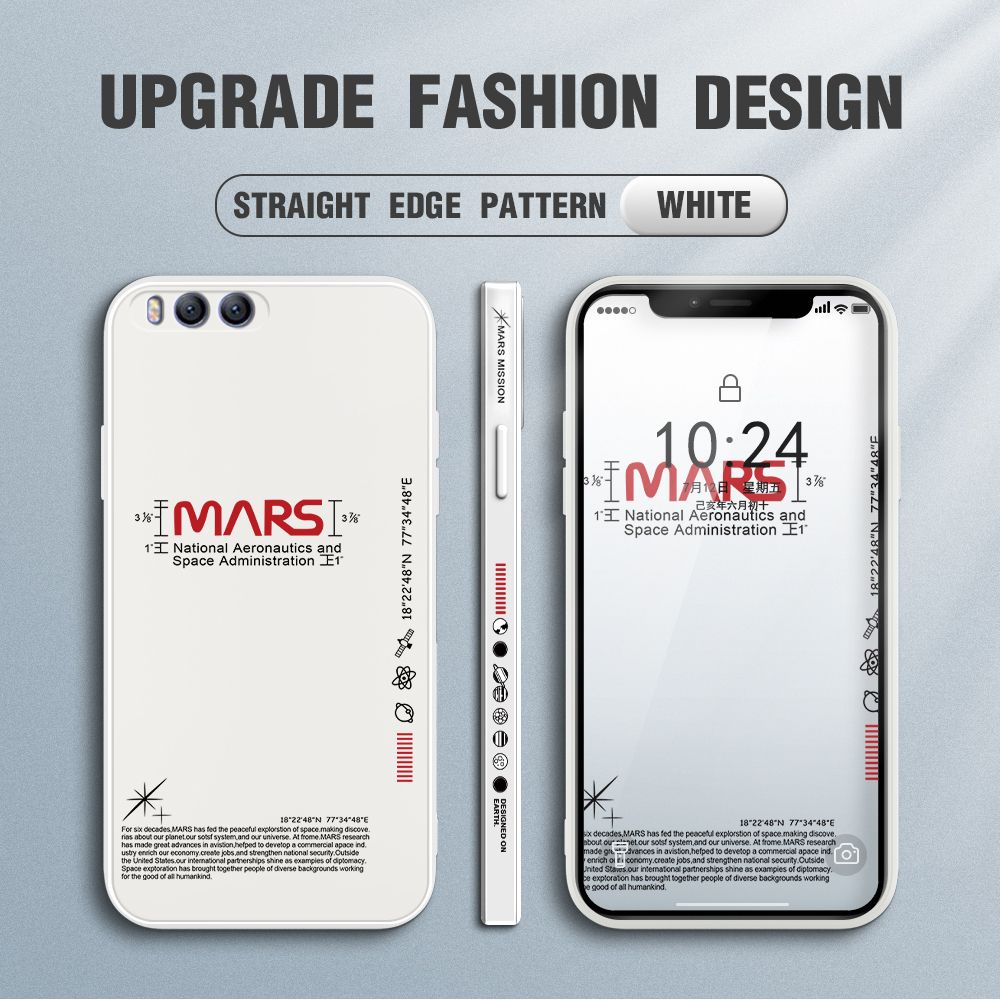 Jizetin for Xiaomi Mi 6 Case New NASA Design Side Design Phone Case Square Edge Pattern Liquid Silicone Cases Full Cover Camera Soft Protection Case