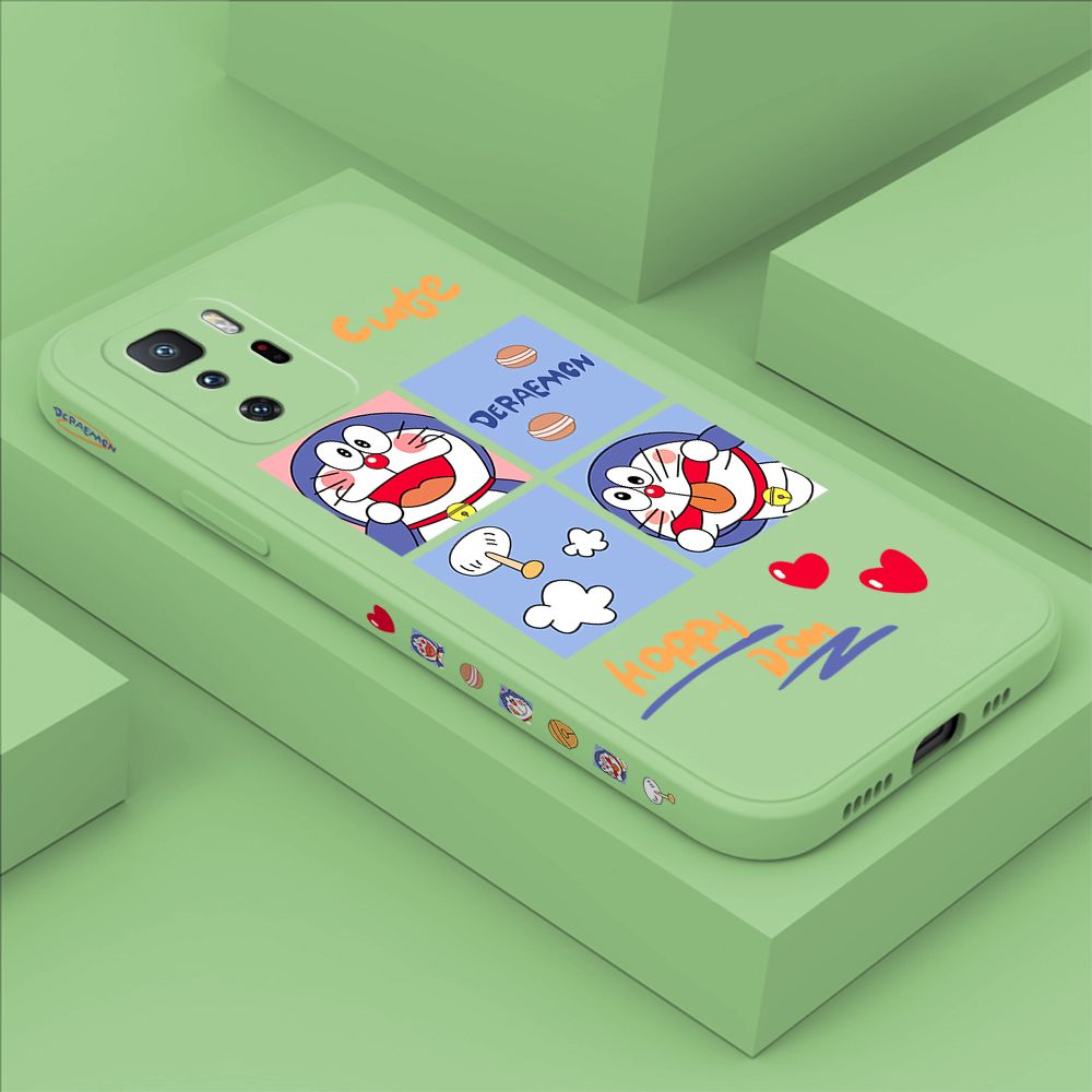 Hontinga for Xiaomi Poco X3 GT Case Side Design Cartoon Cute Cat Back Cover Soft Square Edge Pattern Liquid Silicone Trend Phone Cases