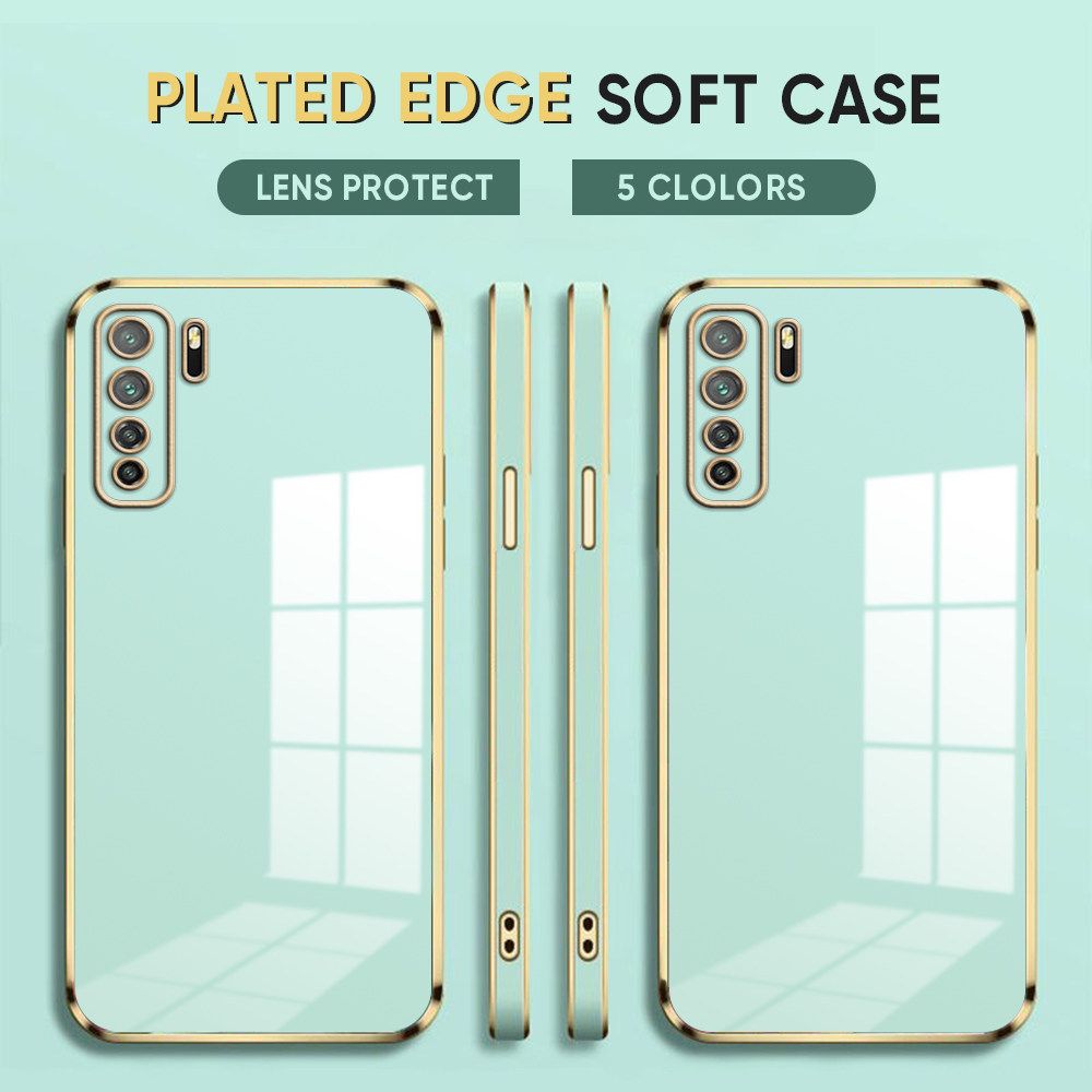 Luxury 6D Plating Case for Huawei Nova 7 Soft Silicone Square Frame Back Cover Shiny Bling Phone Cases