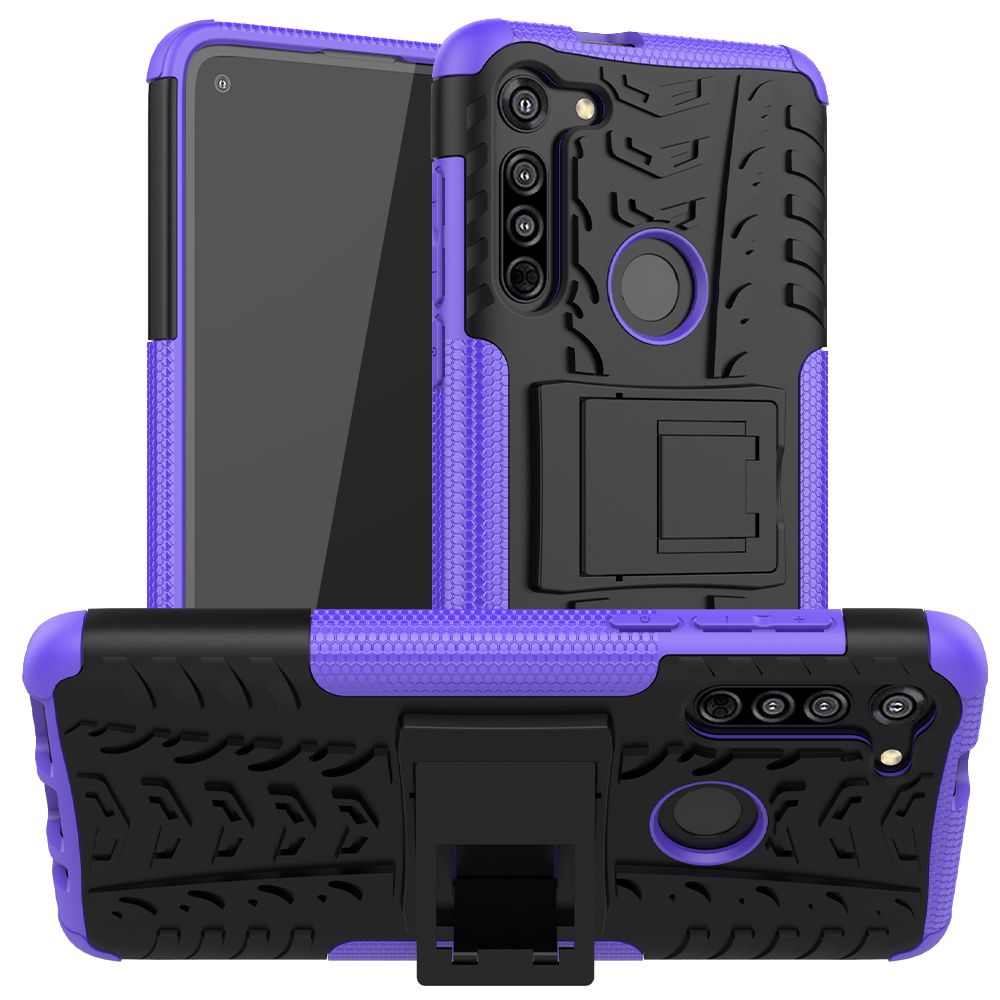 Heavy Duty Armor Tough Hybrid Shockproof Dual Layer Kickstand Protective Case Cover For Motorola Moto G8
