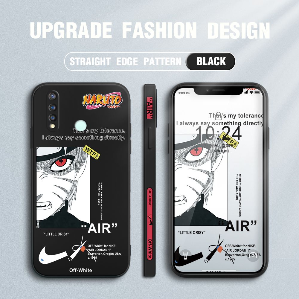 Jizetin for Vivo Y19 Case Side Design Phone Cover Anime Uzumaki Naruto Cover Square Edge Pattern Liquid Silicone Trend Case