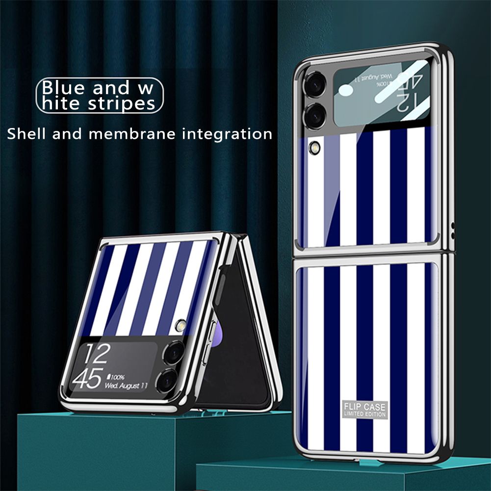 ple Phone Cover Folding Screen Flip All-inclusive Personalized Painted lass Phone Case Protective Cover Compatible For Zflip3 color