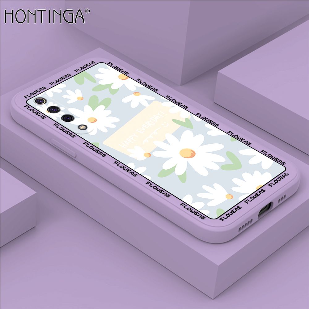 Hontinga for Xiaomi 9SE Case Beautiful Daisy Flower Phone Case Phone Case Soft Square Edge Silicone Cases Full Lens Cover Shockproof Protection Cover
