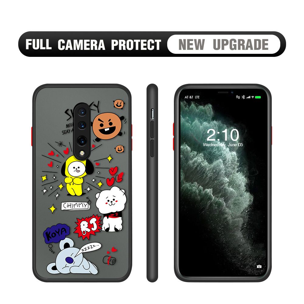 Hontinga for OnePlus 7 Pro Case Cute Cartoon Animals Camera Shockproof Protection Casing Edge Frosted Transparent Phone Cover