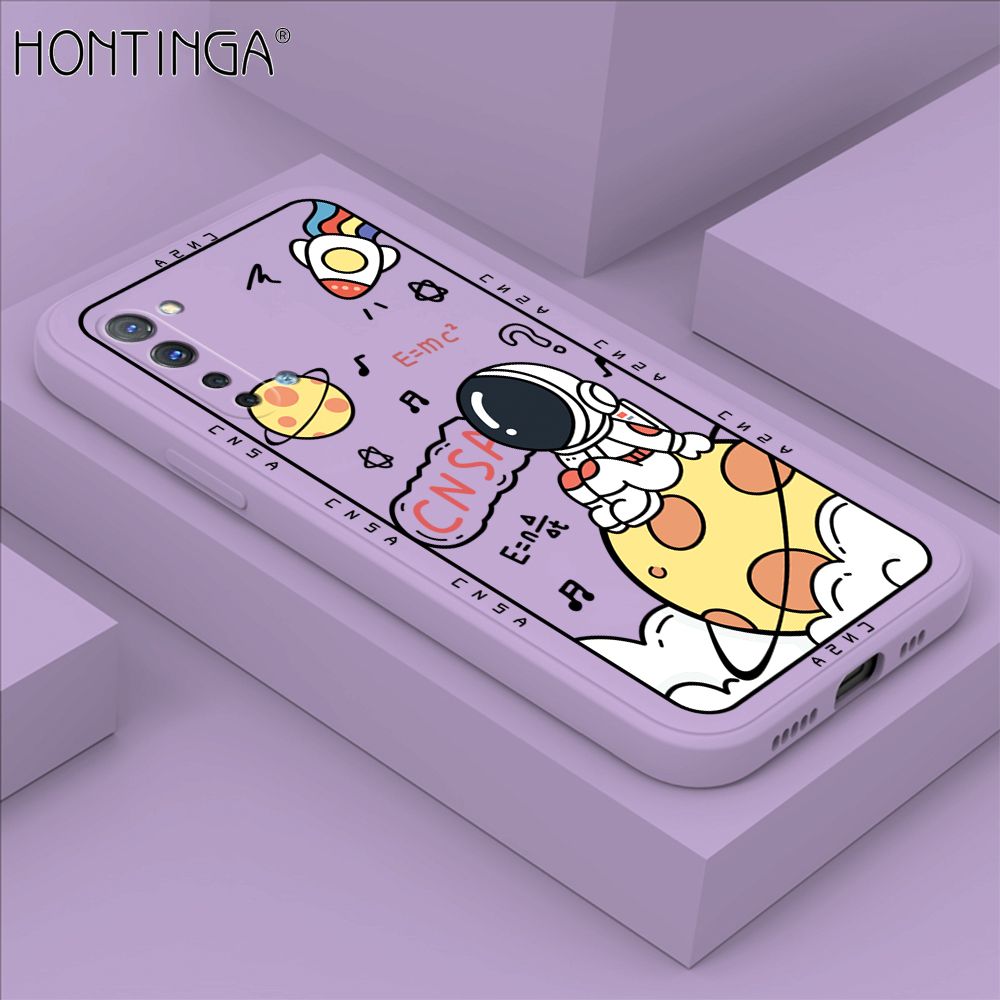 Hontinga for OPPO Reno 3 5G Case Cartoon Astronauts Phone Case Phone Case Soft Square Edge Silicone Cases Full Lens Cover Shockproof Protection Cover