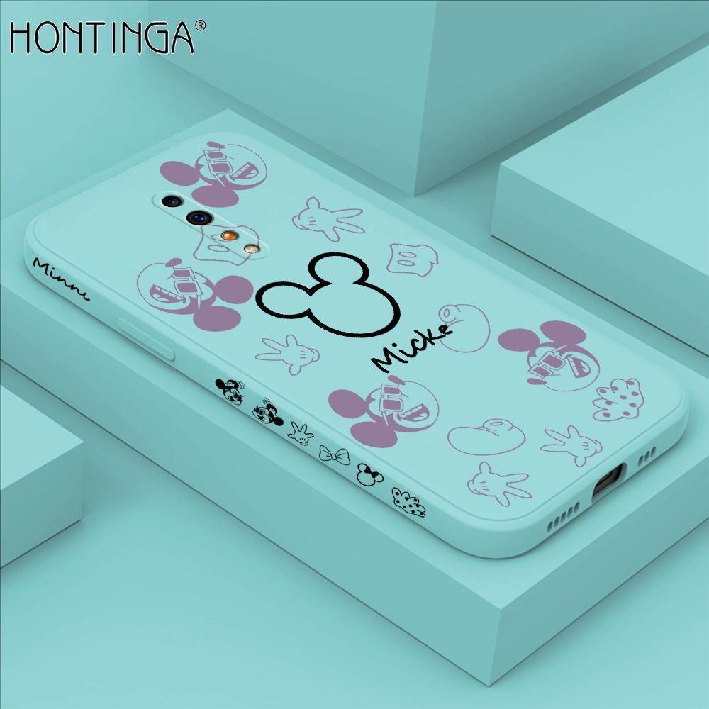 Hontinga for OPPO RENO Z Case Side Design Cute Mouse Avatar Back Cover Soft Square Edge Pattern Liquid Silicone Trend Phone Cases