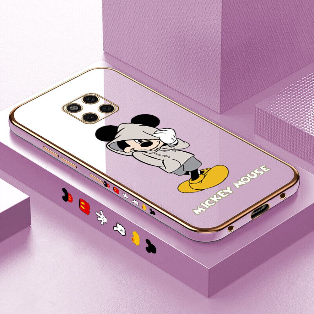 Luxury 6D Plating Case for Huawei Mate 20 Pro Cartoon Cool Mouse Side Pattern Back Cover Soft Silicone Square Frame Shiny Bling Phone Cases + Free Lanyard