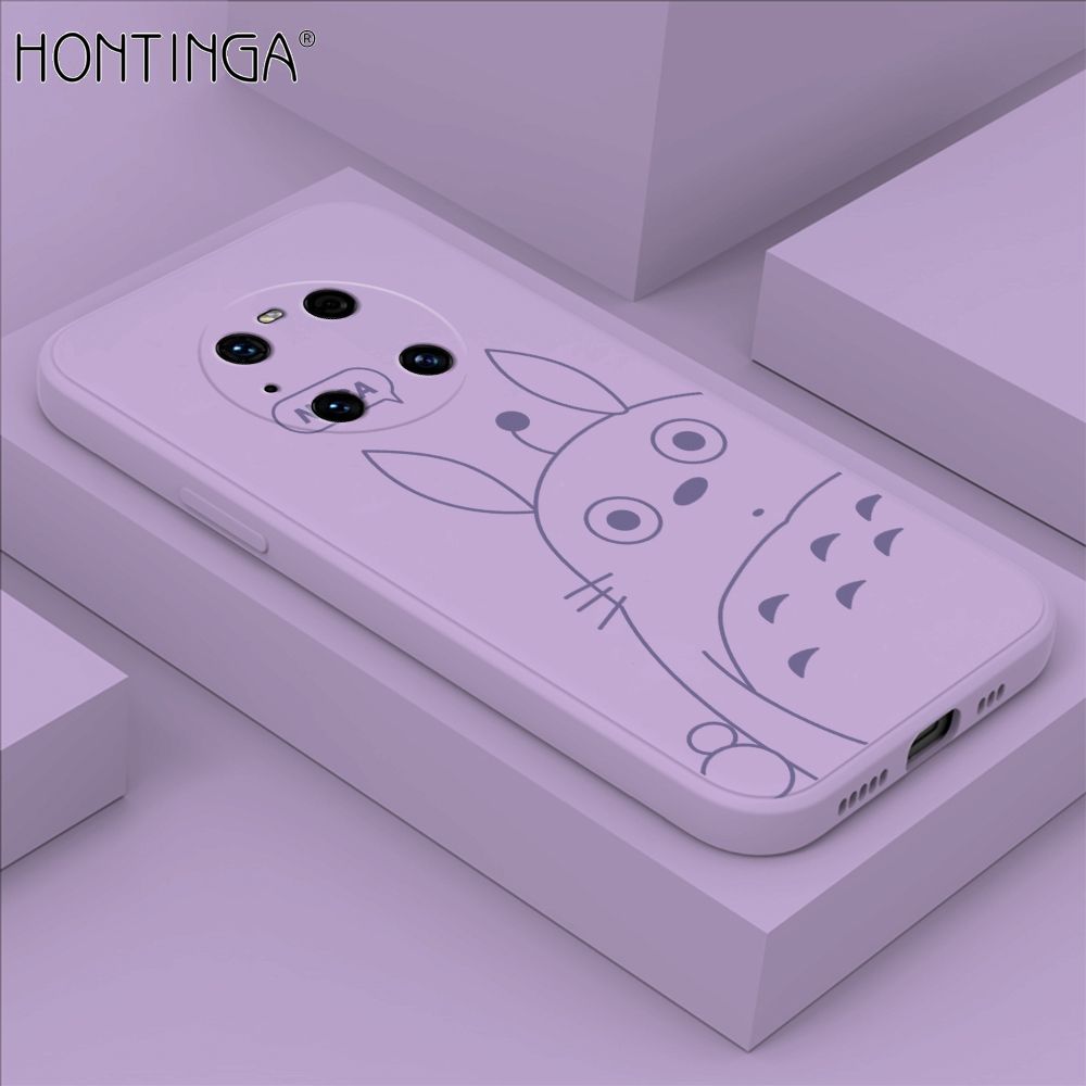 Hontinga for Huawei Mate 40 ProPlus Case Cartoon Cute Totoro Pattern Back Cover Soft Square Edge Liquid Silicone Phone Cases