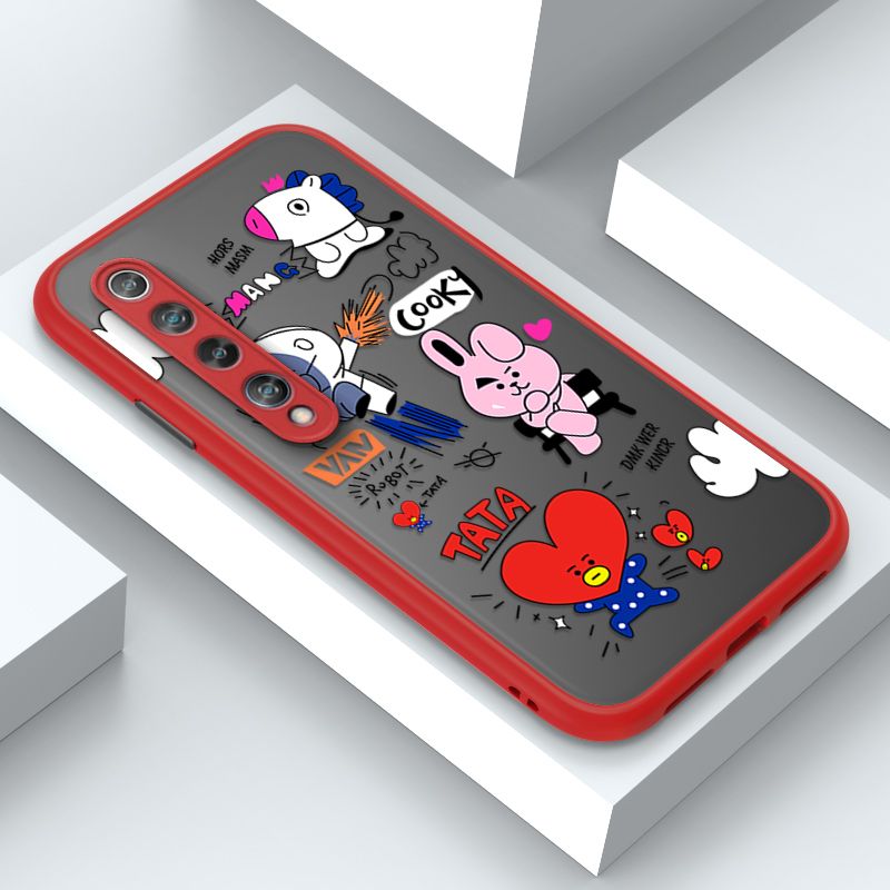 Jizetin for Xiaomi 10 Cover BTS Animation Image Soft Edge Frosted Transparent Phone Case