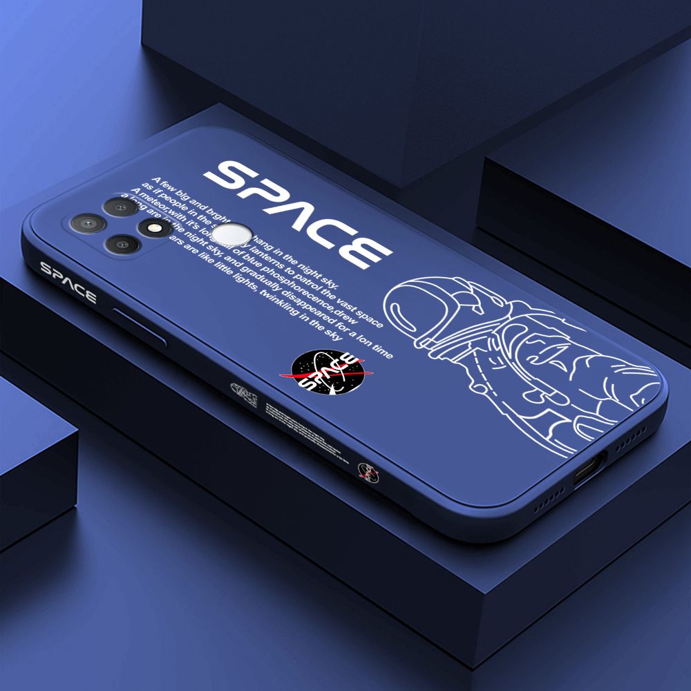 ZeroQiQi for OPPO A15S Case Planet Astronaut Phone Cover Soft Full Lens Protection Casing Ultra Thin Soft Liquid Silicone Phone Cases