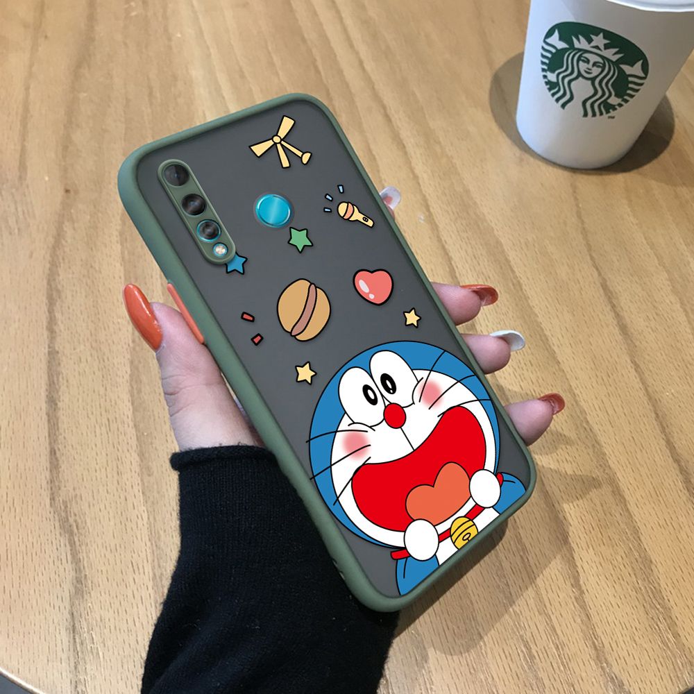 UCUC for Huawei Nova 4 Back Cover Laugh Doraemon Frosted Transparent Hard Phone Case Thin Shockproof Full Cover Camera Protect Case