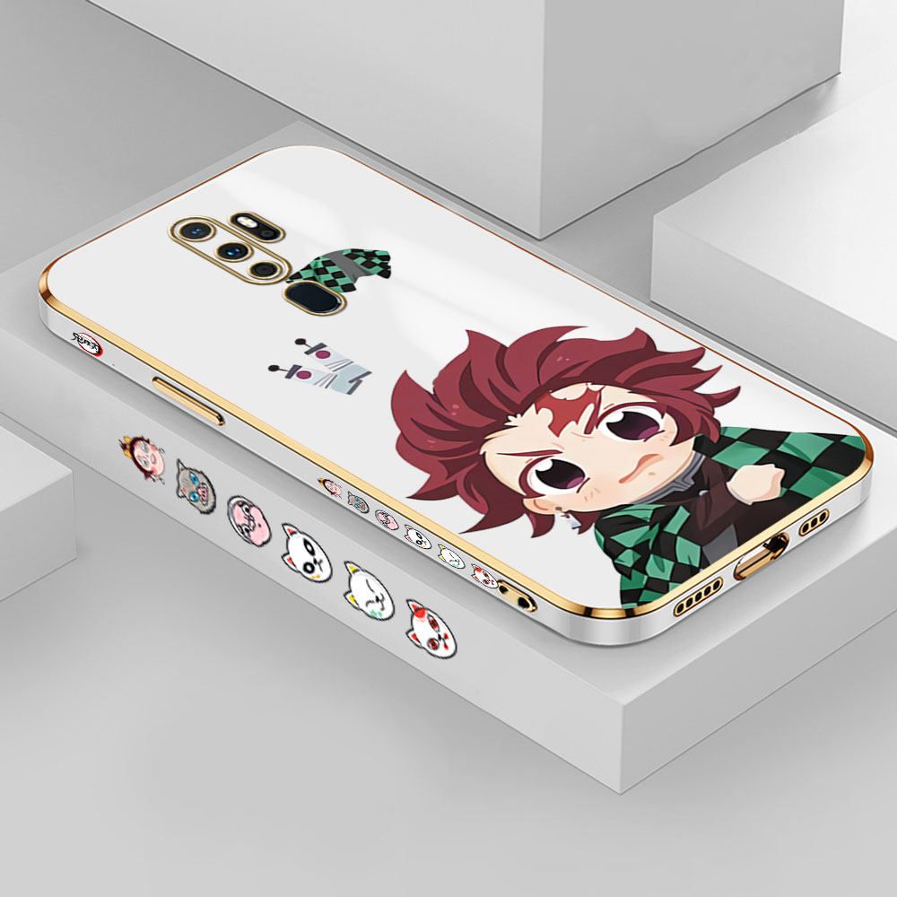 Jizetin (Free Lanyard) OPPO A9 2020 / A5 2020 Case Lovely Tanjiro Luxury 6D Plating Soft Casing Silicone Ultra Thin Phone Cover
